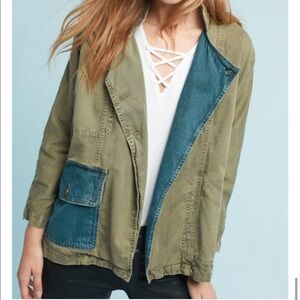 Current Elliot Double Placker Army Green Lightweight Relaxed Fit Utility jacket